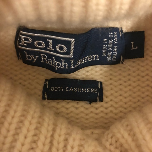 Ralph Lauren Polo 100% Cashmere Cream American Flag U S A  size Large - Picture 6 of 8